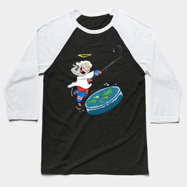 God of the Flat Earth T-shirt Baseball T-Shirt by Camicaturas